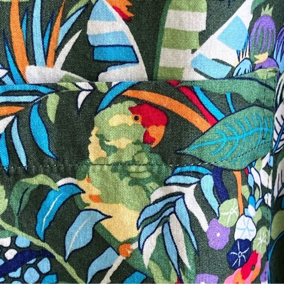 Allan Flusser Hawaiian Tropical Floral Button Up Cuban Camp Shirt Large Parrot - Picture 5 of 11